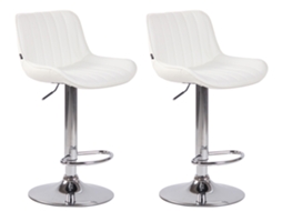 Conjunto de 2 bancos de bar Lentini em imitação de pele branco/cromo CLP