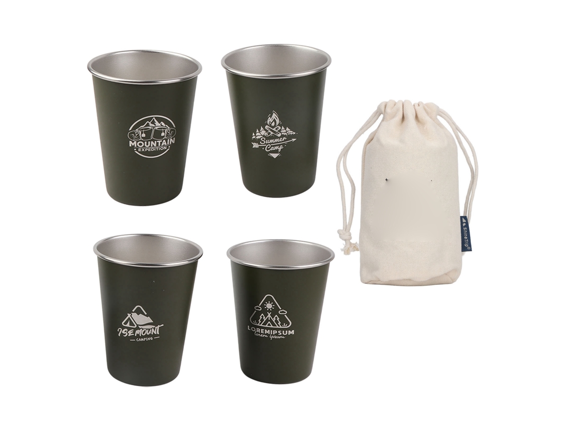 Copo de Água Inox 304 350ml 4 Peças Od Green