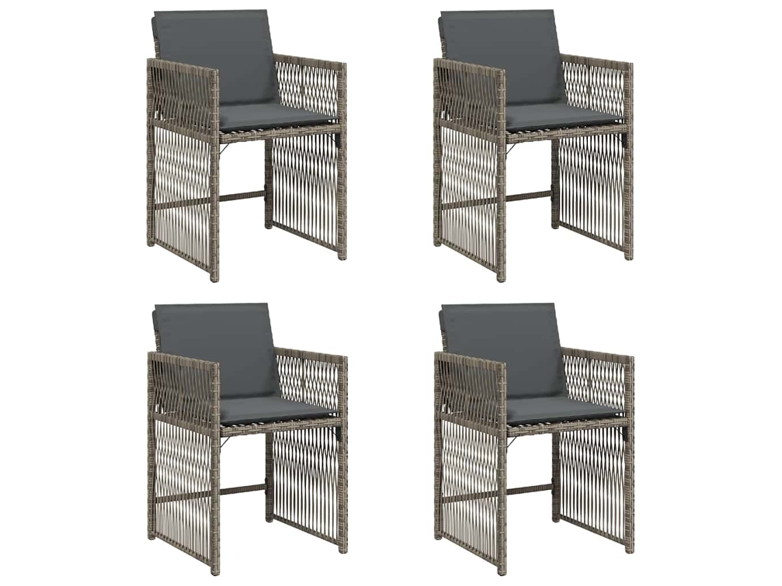 Maison Exclusive - Cadeiras De Jardim Com Almofadões 4 Pcs Vime Pe Cinzento