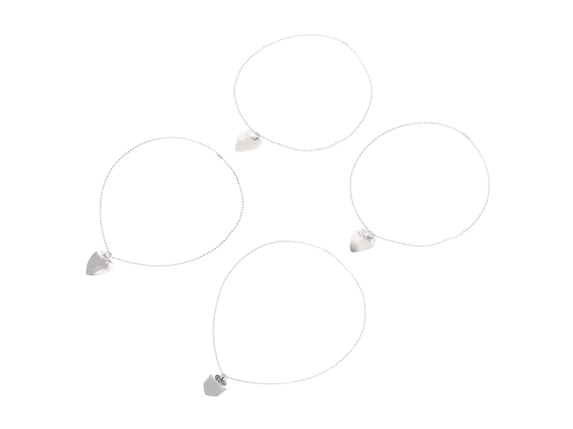 Colar Palheta Guitarra Inox 4 Peças 50cm