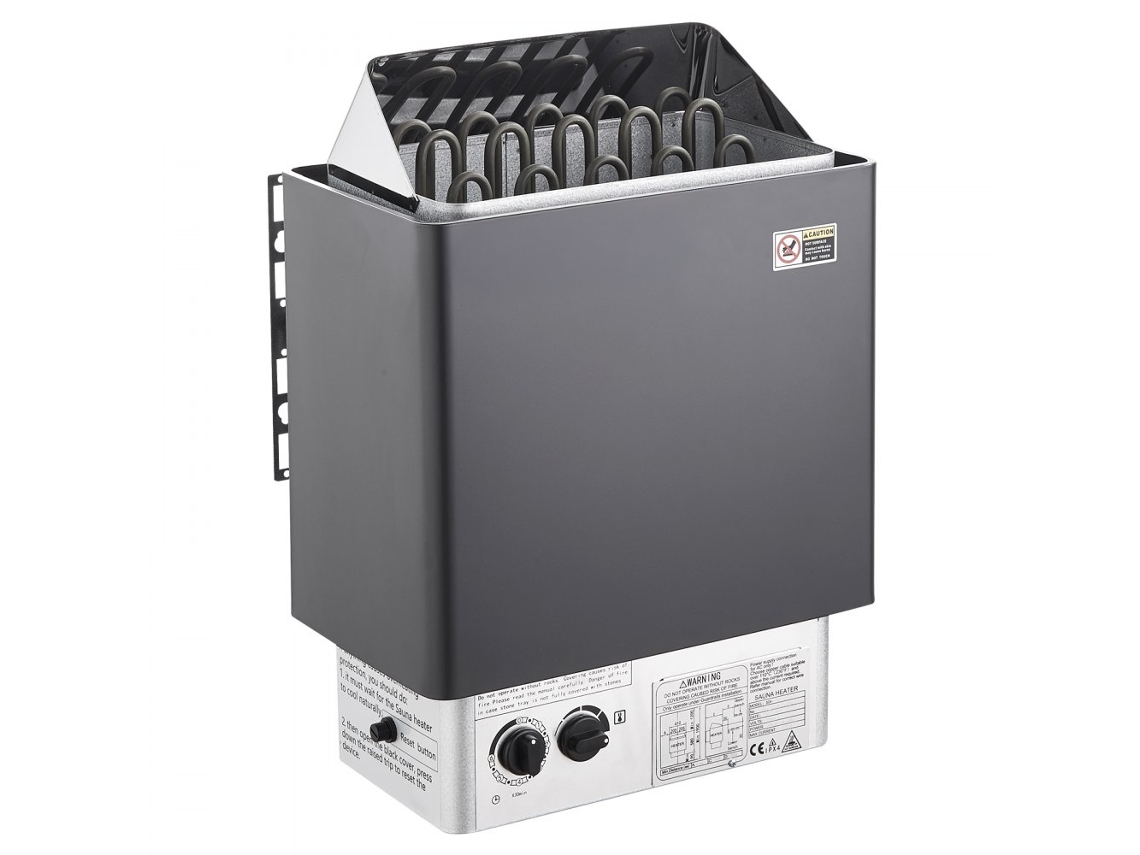 Conjunto Sauna Elétrica 8kw Para 8 12m³ Com Controlo, Forno De Pedras E Aquecedor Mural Tekmaquinas