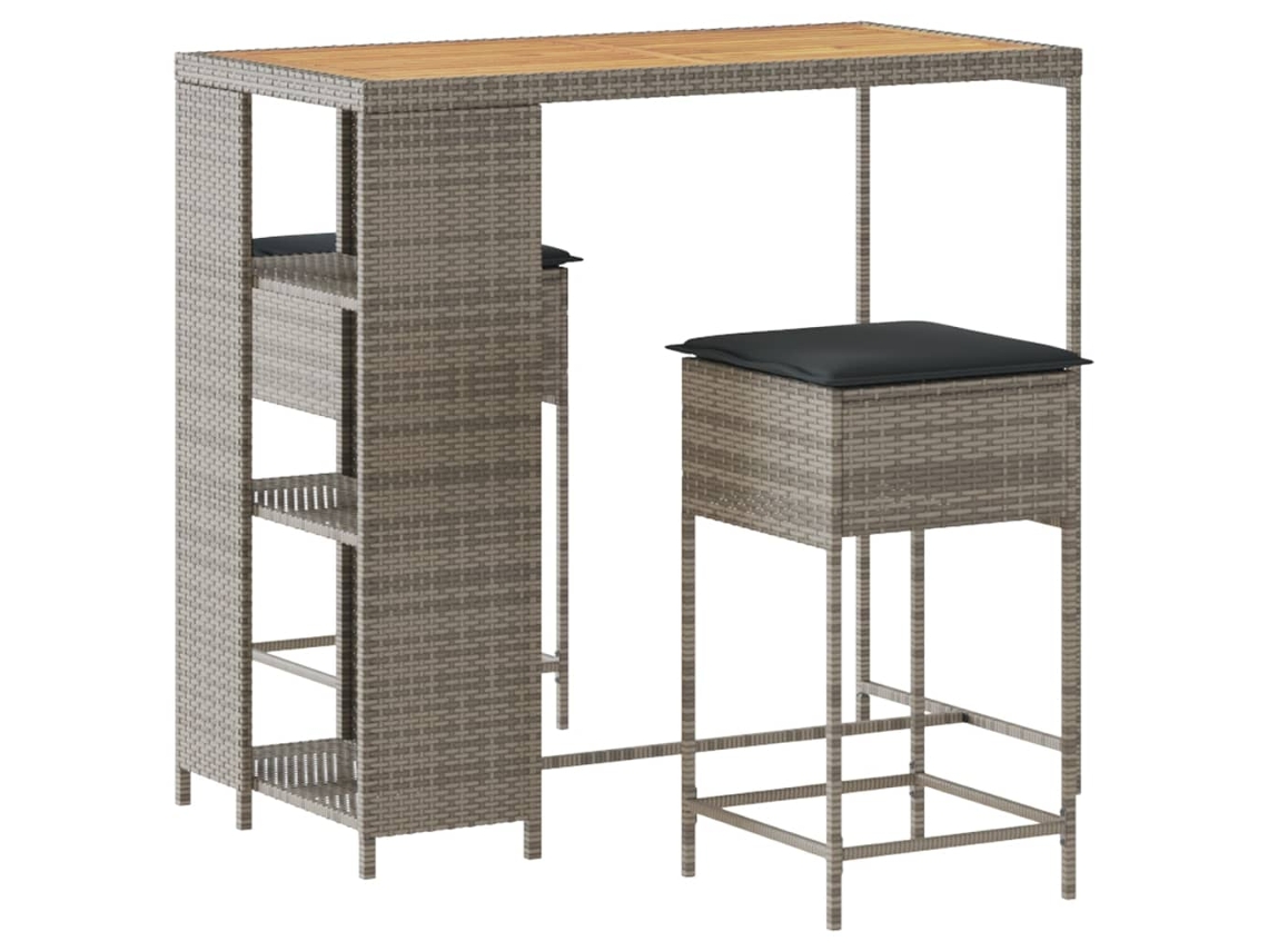 Conjunto de 3 Bar para Jardim com Almofadões Vime Pe Cinzento MAISON EXCLUSIVE (90x200 cm)