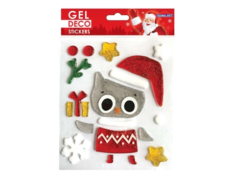 Adesivos de Natal em gel para janelas - Coruja de Natal Global Gift