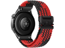 Pulseira de Nylon Trançado Con Fivela Paraquedas Para Huawei Gt5 E Samsung Watch7, Padrão Z Arco Íris Preto E Vermelho