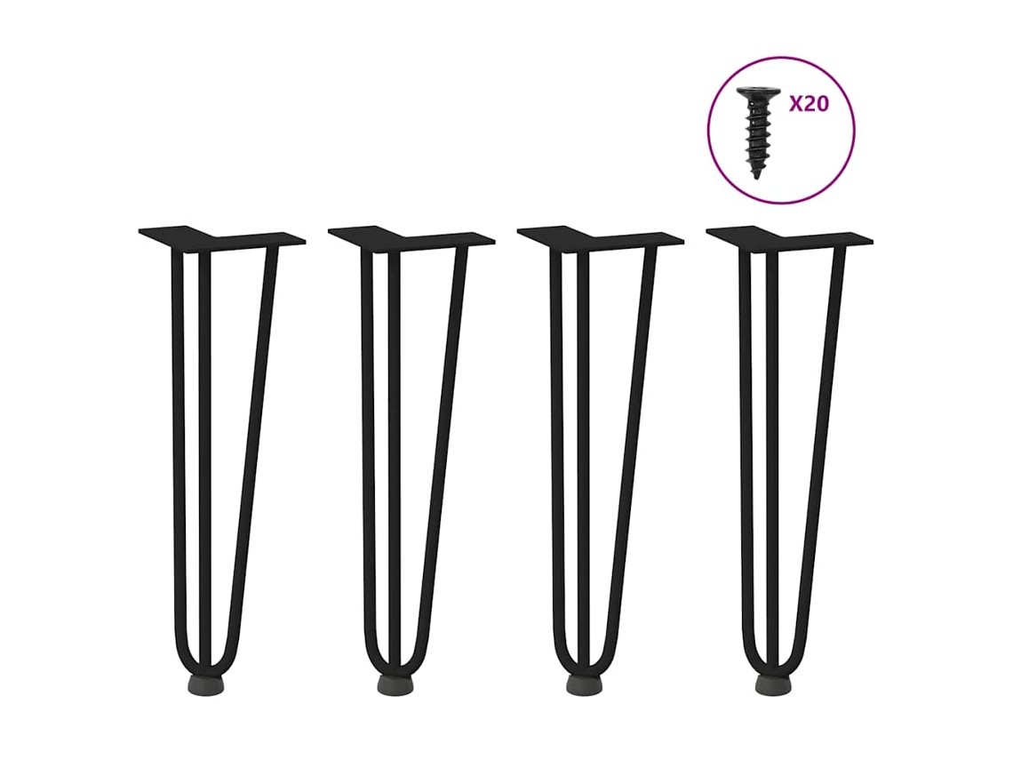 Vidaxl Pernas de Grampo para Mesa de Centro 4 Peças Pretas 42 Cm Aço Maciço