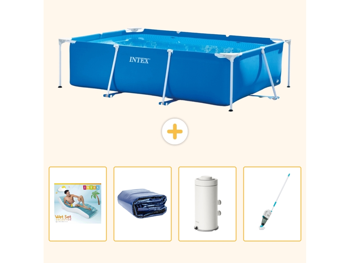 Intex Piscina Com Estrutura Retangular - 300x200x75 Cm - 5-peças S87