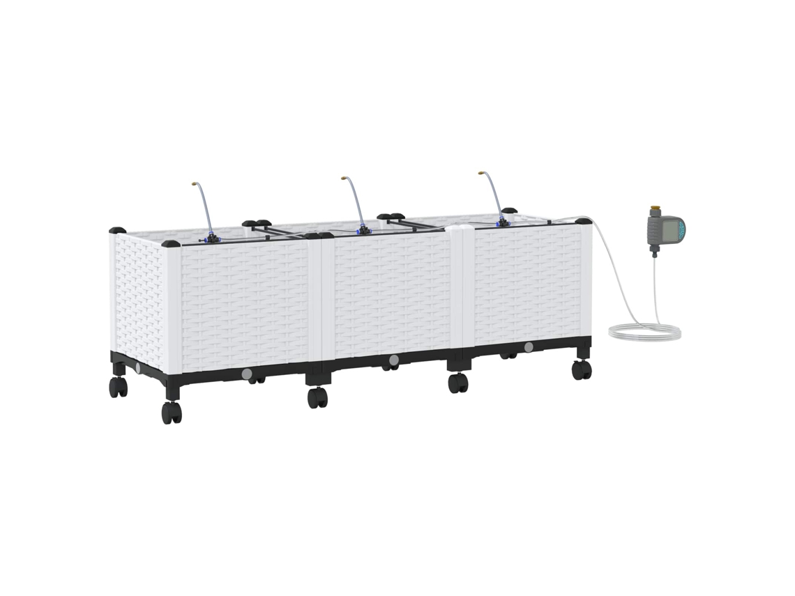 Conjunto 3 Vaso De Jardim Vidaxl Branco Polipropileno (120 X 40 X 43,5 Cm)