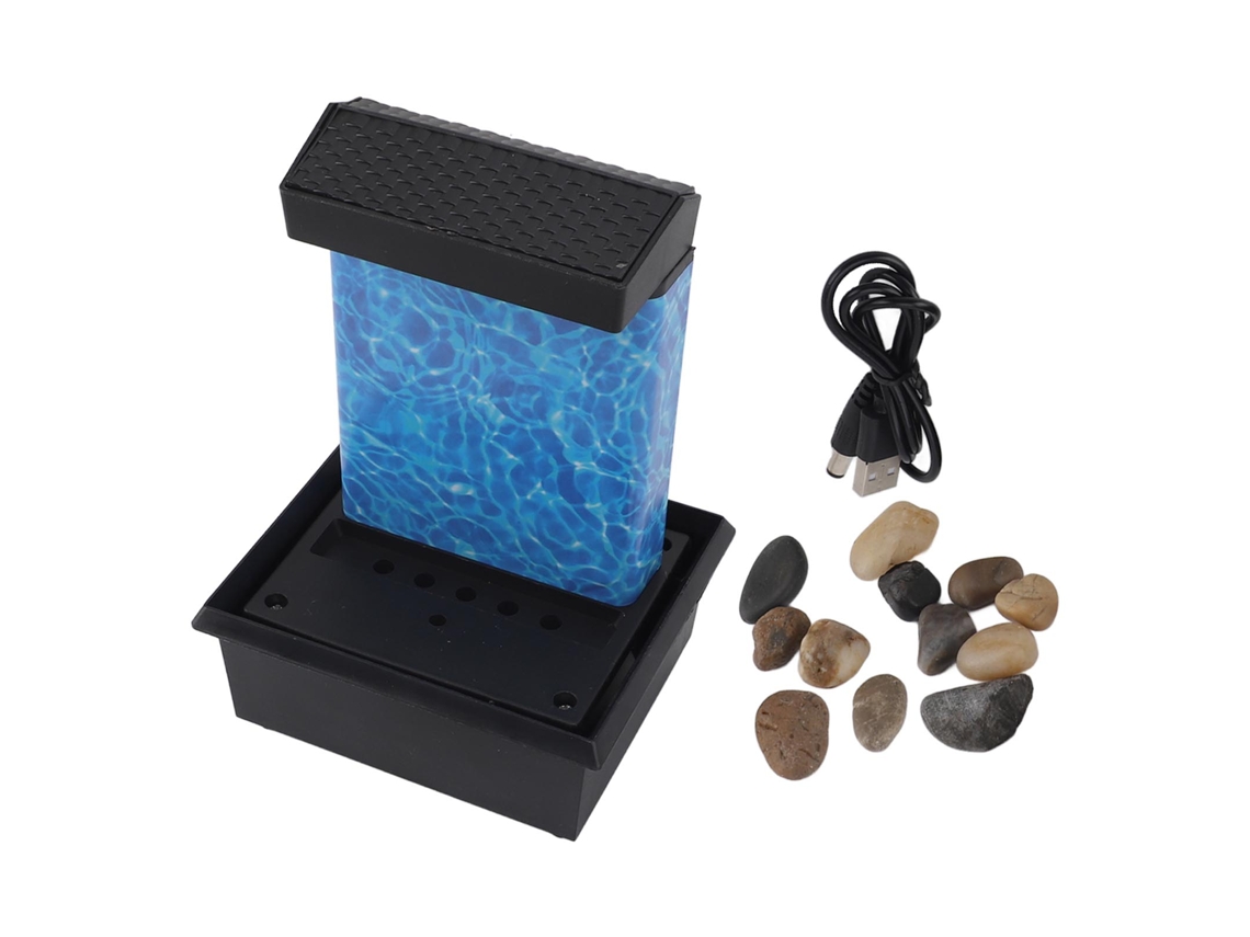 Fontana de Mesa com Cascata Iluminada Led Pedras Naturais Usb para Decoração | S/MARCA