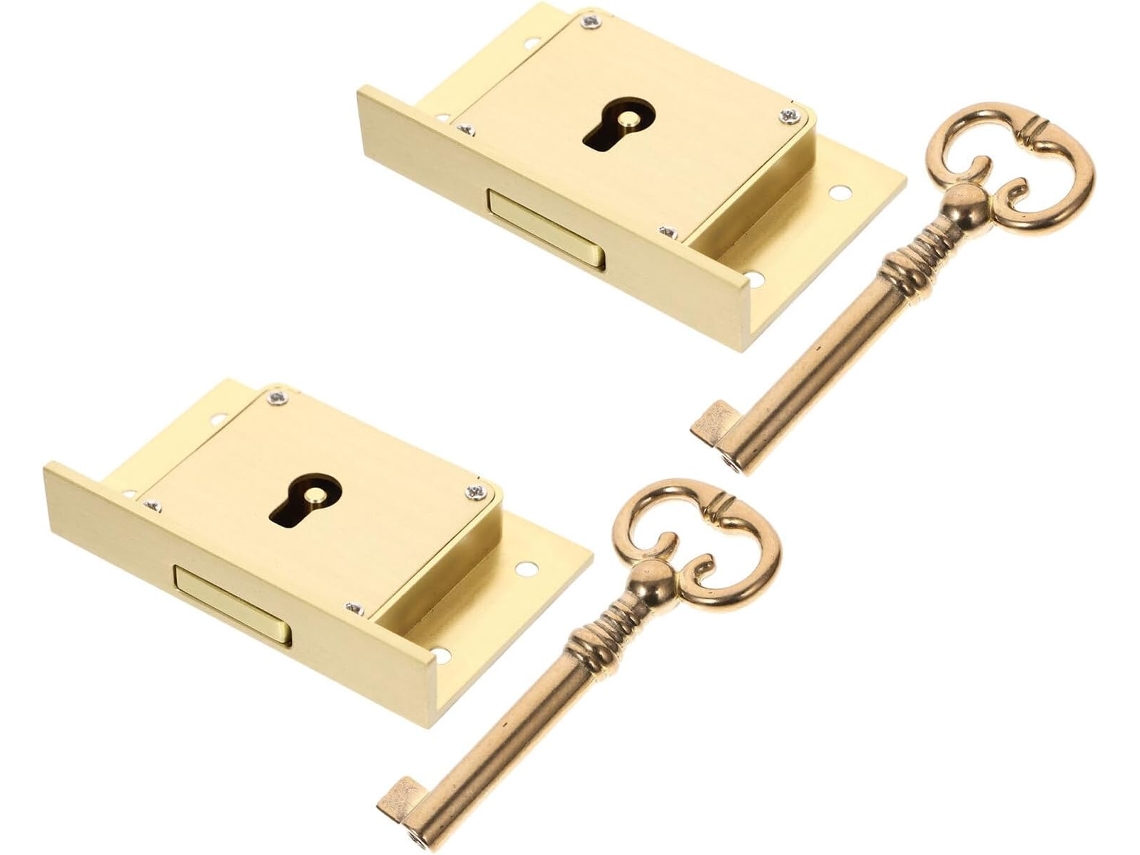 Conjunto De 2 Fechaduras Antigas Com Chave Para Armários, Móveis