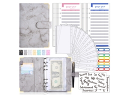 Conjunto De Caderno Folhas Soltas A6 Em Couro Pu Com Envelope Cinza Para Orçamento Financeiro-aquaforge