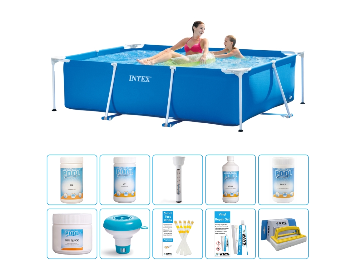 Piscina com Estrutura Retangular 220x150x60 Cm 11 peças S43237 INTEX