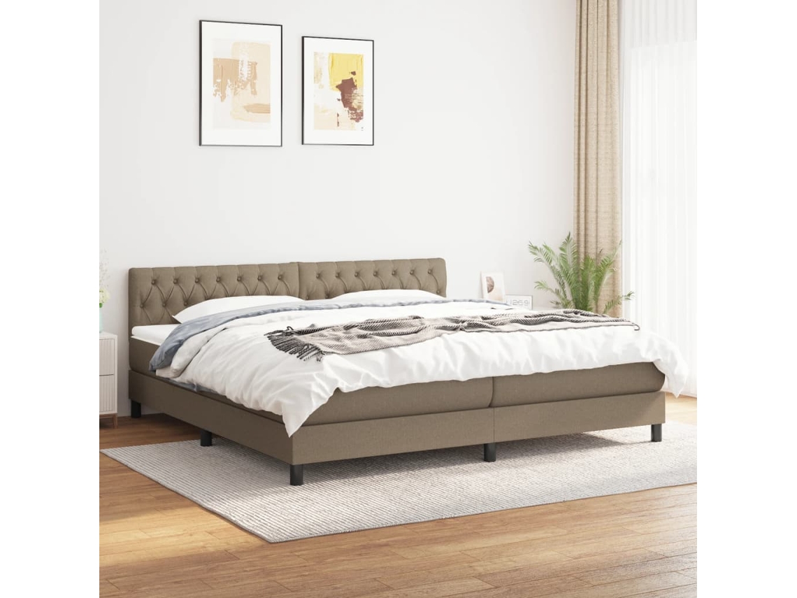 Vidaxl Cama Com Molas/colchão 200x200 Cm Tecido Castanho-acinzentado