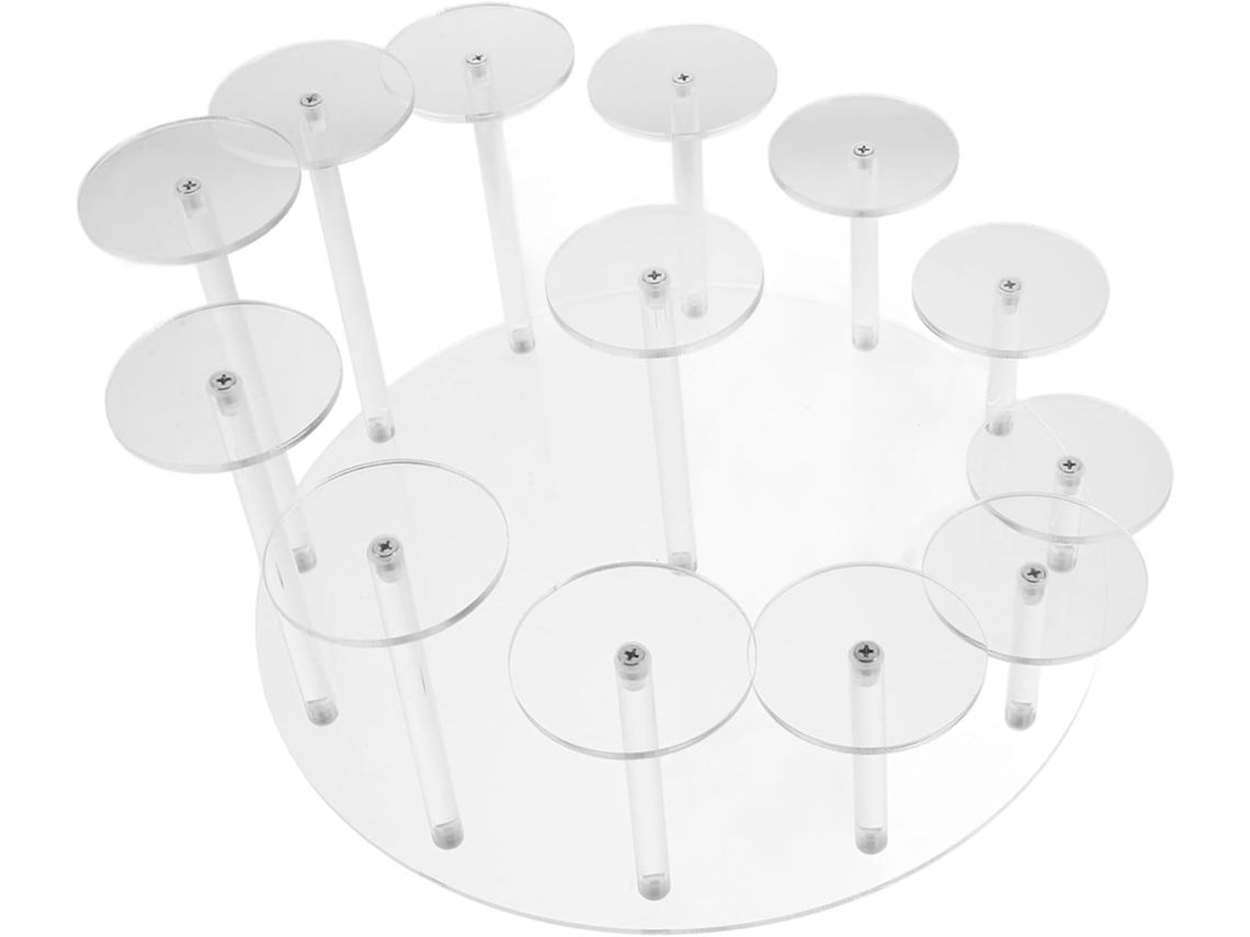 Imikeya Suporte para Exibição de Figuras, Ornamentos, Prateleira Armazenamento, Acrílico Bolos, Bandeja Transp