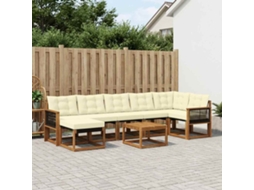 Vidaxl Conjunto De Sofás Para Exterior 8 Pcs Natural E Creme