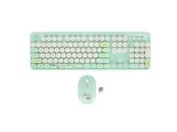 Combo De Teclado E Mouse Sem Fio Retrô Com Teclas Redondas 1600 Dpi Para Win E Os X