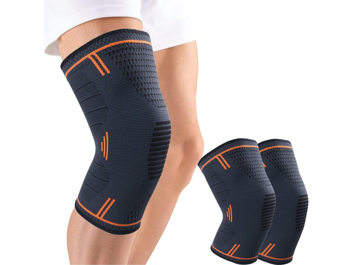 Joelheiras Esportivas Laranja, Pacote Com 2 Joelheiras Elásticas Ajustáveis, Pa Aquaforge