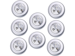 Conjunto de 8 Luminárias de Toque Led a Bateria para Iluminação de Cabeceira Sob Móveis, com Controle Simples e Prático. SFUSHOS