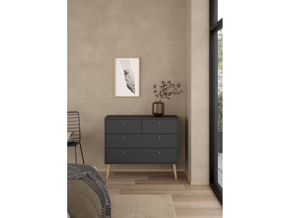 Cómoda TVILUM Braga 2+2 Gavetas (98.7 x 81.7 x 39.1 cm - Cinzento)