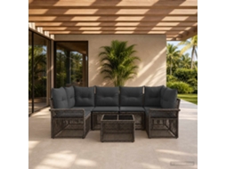 Vidaxl Conjunto De Sofá De Jardim 7 Unid. Cinzento Vime Pe
