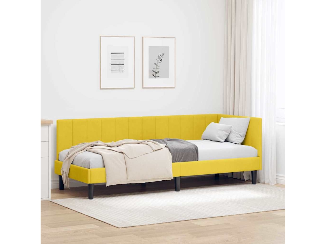 Vidaxl Estrutura De Cama De Canto Amarelo 80 Cm X 200 Cm Veludo