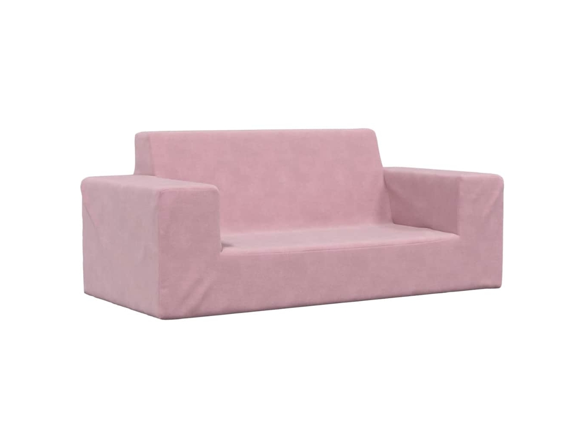 Vidaxl Sofá Infantil De 2 Lugares Pelúcia Rosa