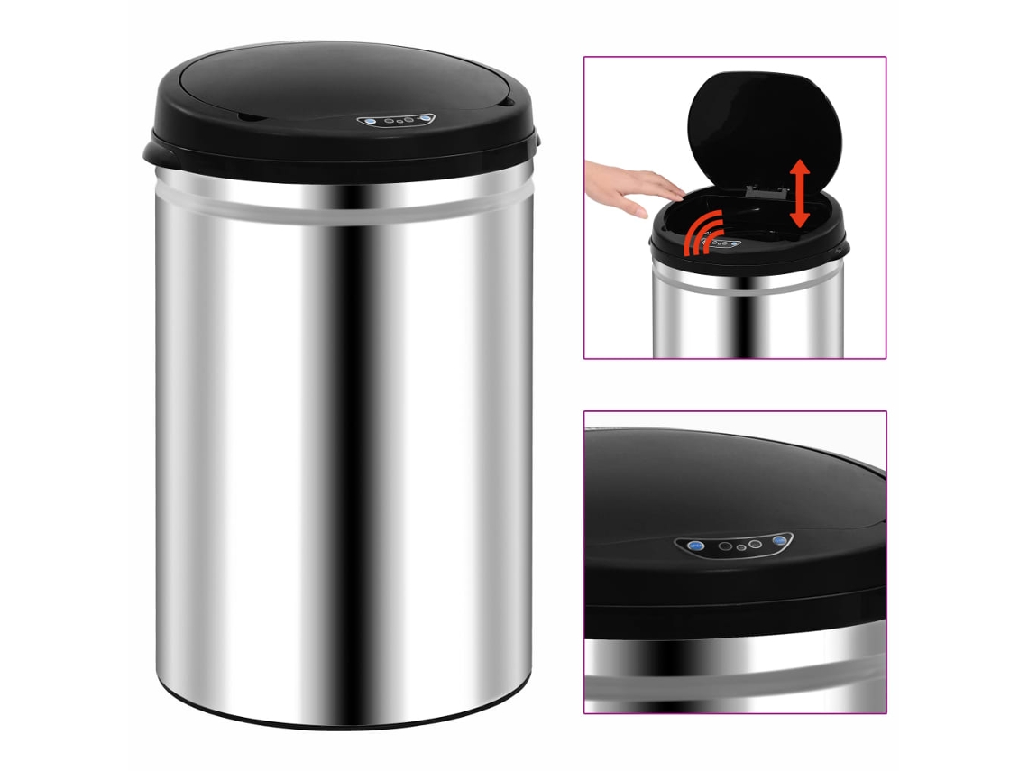 Vidaxl Caixote Do Lixo Com Sensor Automático 30 L Aço Inoxidável