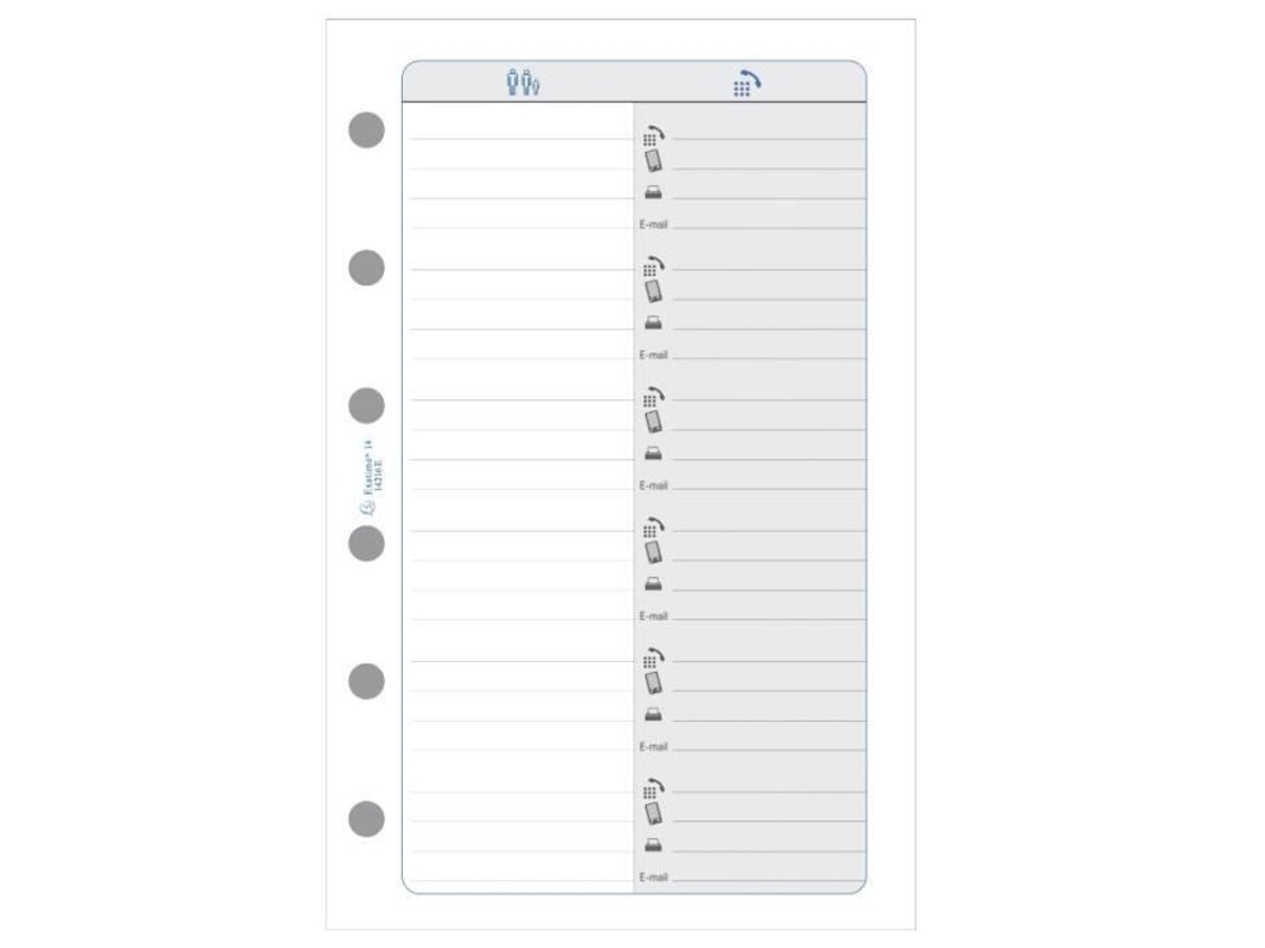 Folha De Endereço Telefônico De Reposição Exacompta Exatime 14 32 Folhas 12,6 X 8,1 Cm Papel Branco Brilvibera