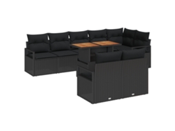 Conjunto 9 Conjunto De Sofá De Jardim Vidaxl Preto Vime Pe (100 X 55 X 73 Cm)