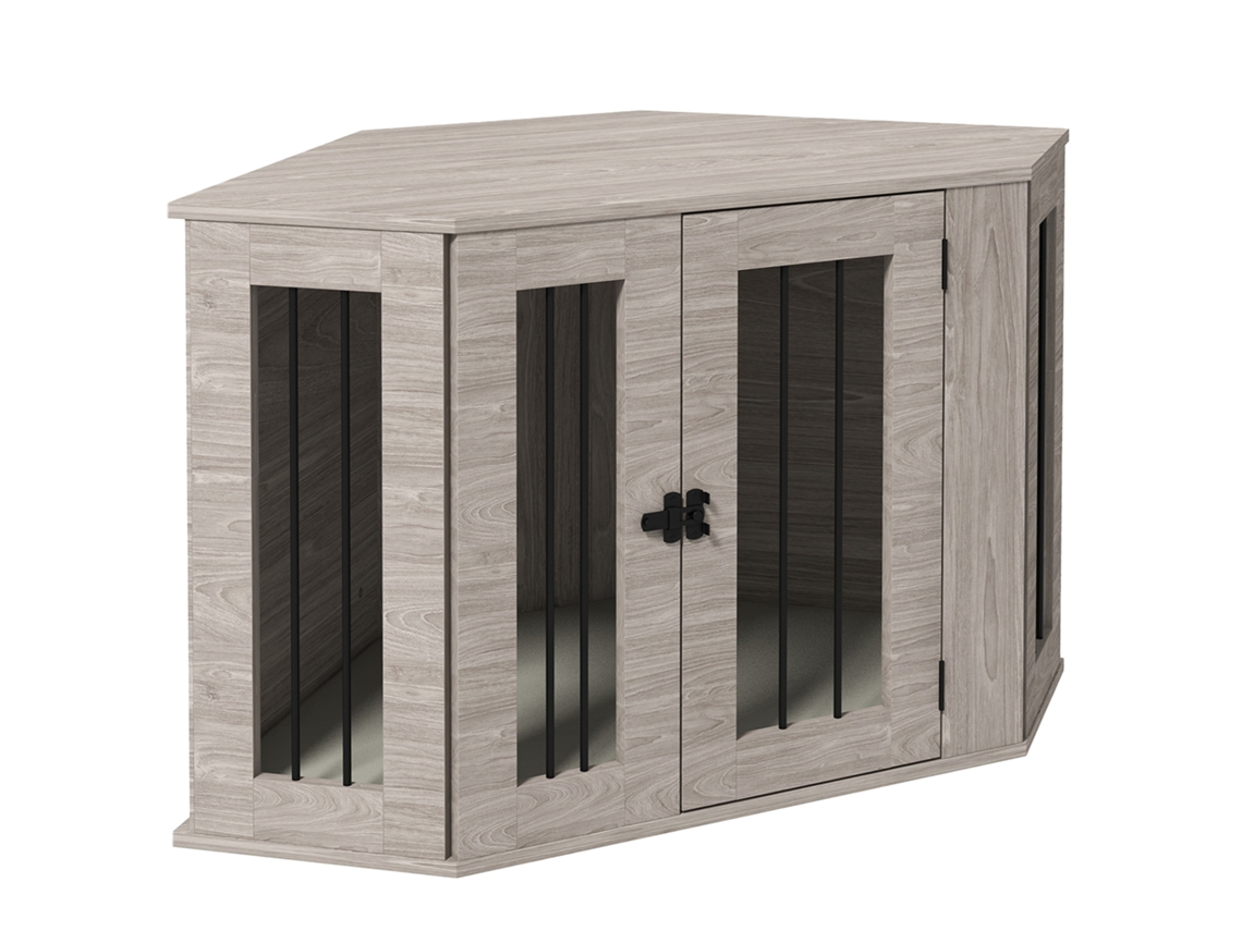 Caixa de cachorro com canto, travamento, almofada reclinável 104x55x63cm Marrom S/MARCA