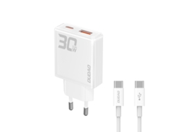 Ładowarka Sieciowa Gan 30w Usb a Usb c Z Kablem Usb c Biała DUDAO