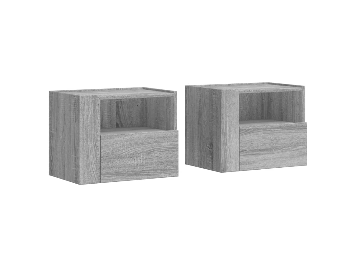 Conjunto 2 Mesa De Cabeceira De Parede Vidaxl Cinzeto Derivados De Madeira (45 X 30 X 35 Cm)