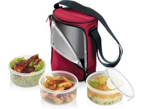 Saco termico  Freshbox com 3 caixas 0.8 l bordô