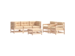 Maison Exclusive - 6 Pcs Conjunto Lounge Jardim C/ Almofadões Madeira Maciça