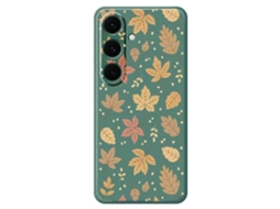 Capa Tkdaddy Para Samsung Galaxy S25 Com Estampa De Folhas E Bordas Retas Em Tpu, Capa Traseira Verde