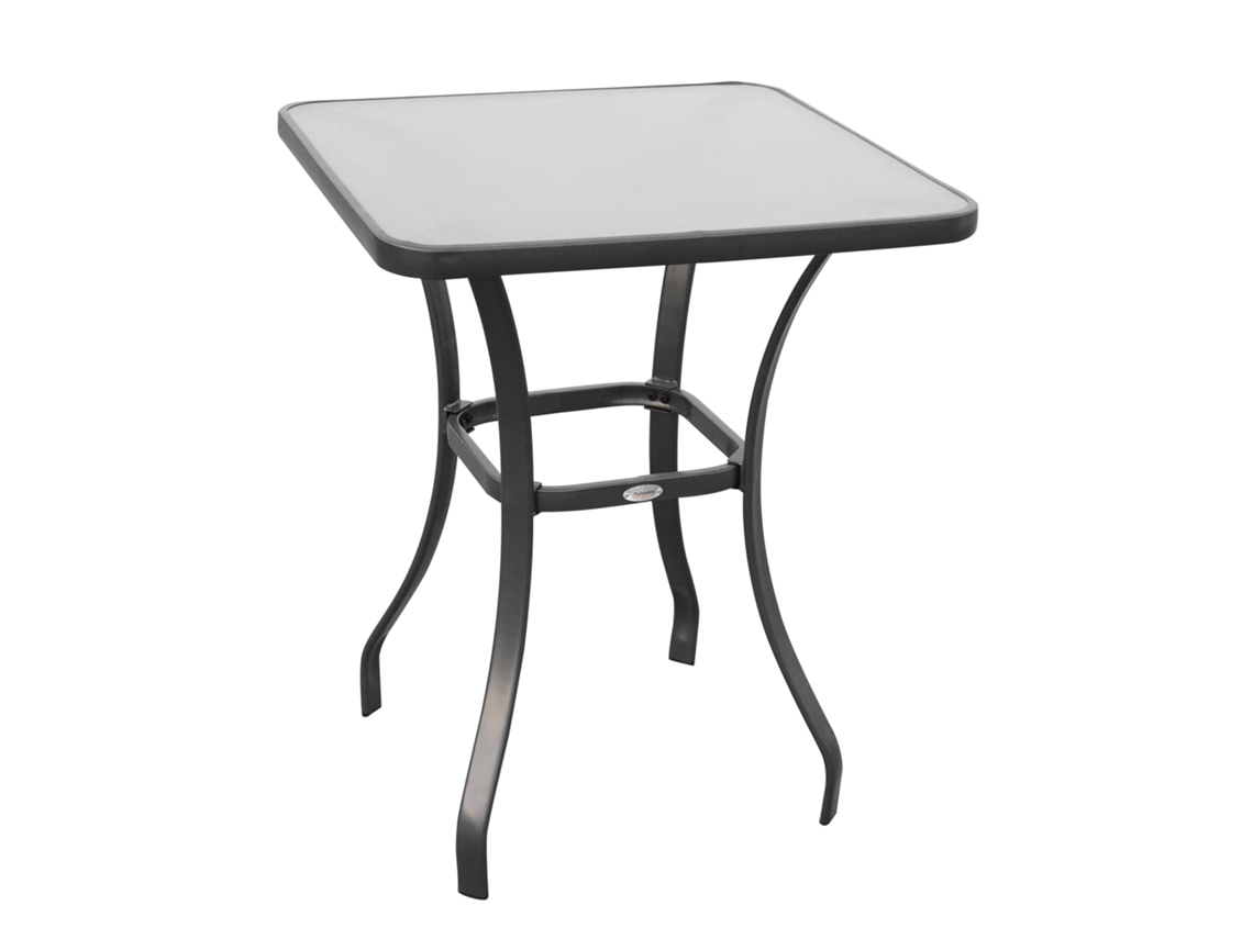 Mesa Quadrada Vidro Preta 69x69cm Jardim VELTRIX