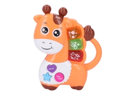 Ats brinquedo Musical de Animal para Bebê: Teclado Educativo de Girafa com Piano Eletrônico Infantil de Cor Laranja