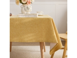 Tábua De Mesa Em Algodão E Linho, Estilo Nórdico, Reforçada, Amarelo Brilhante, 140*140cm