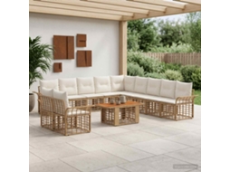 Vidaxl Conjunto De Sofá De Jardim 12 Unid. Natural E Branco Creme