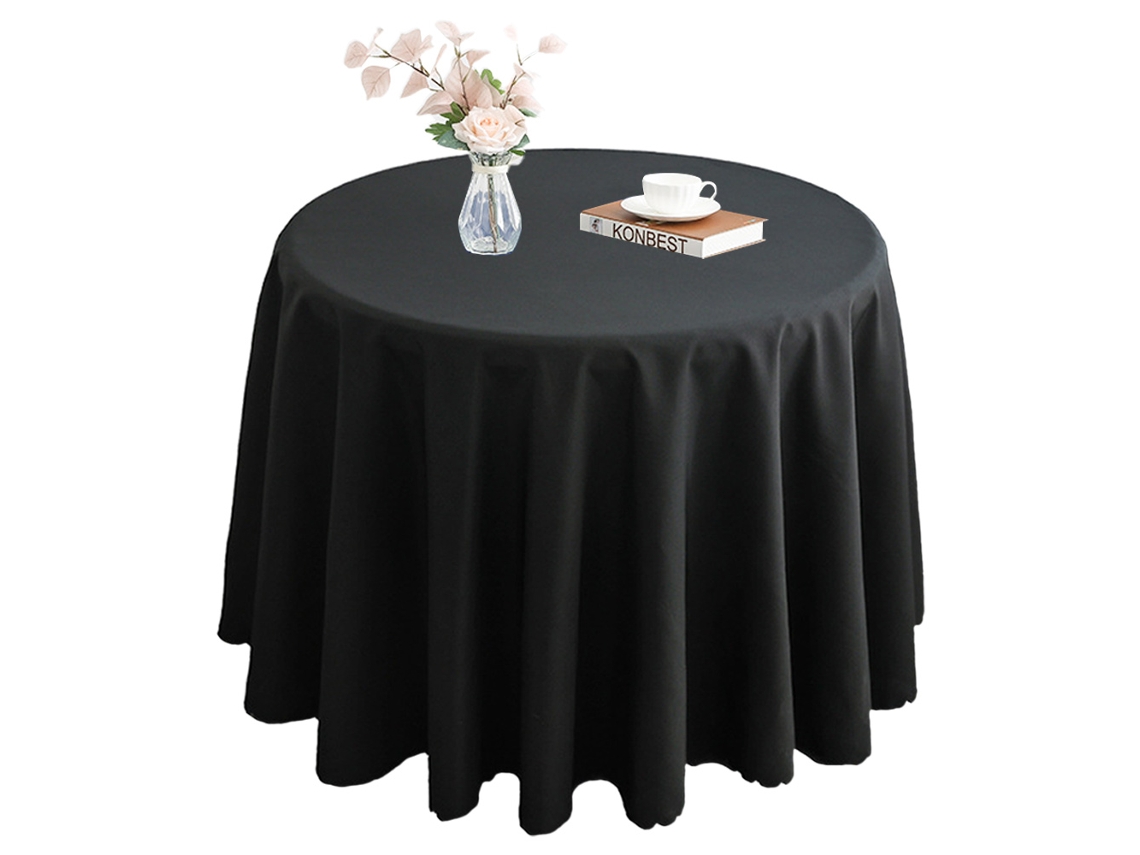 Toalha de Mesa Toalha de Mesa de Cor Sólida Impermeável e Lavável para Casa Cozinha Restaurante Festa-180 Cm Preto