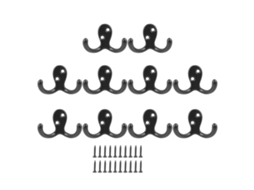 10pcs Ganchos de Parede de Liga de Zinco com Dois Dentes Retrô para Casaco Banheiro Cozinha