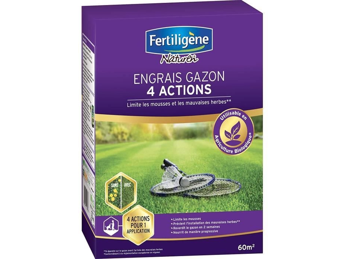 Fertilizante para grama Fertiligene 4 Action, 2,45 kg, 60 m²