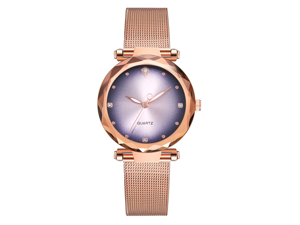 Vansvar Relógio de Pulso Feminino de Quartzo com Pulseira de Liga Rosa Estilo Moderno
