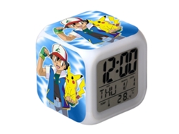 Despertador digital quadrado Pikachu com LED, hora, temperatura, alarme e data. Brilvibera