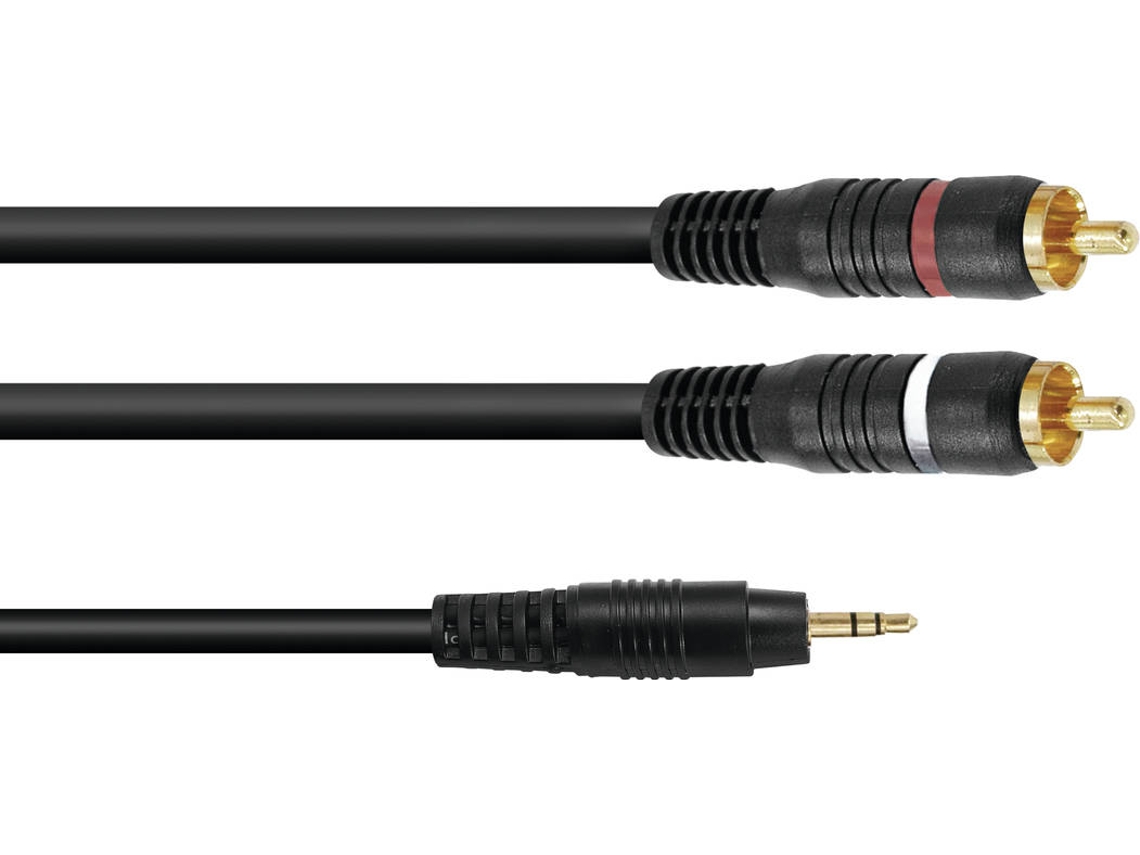 Cabo Adaptador OMNITRONIC 3.5 Jack/2xRCA 3m bk