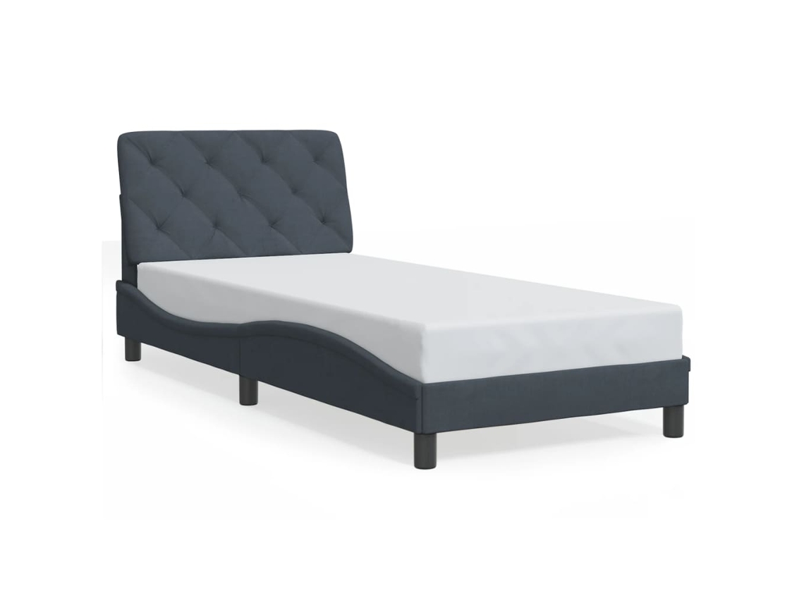 Bed Frame, Bed Frames Vidaxl Cinzeto Madeira Processada (90 X 190 Cm)