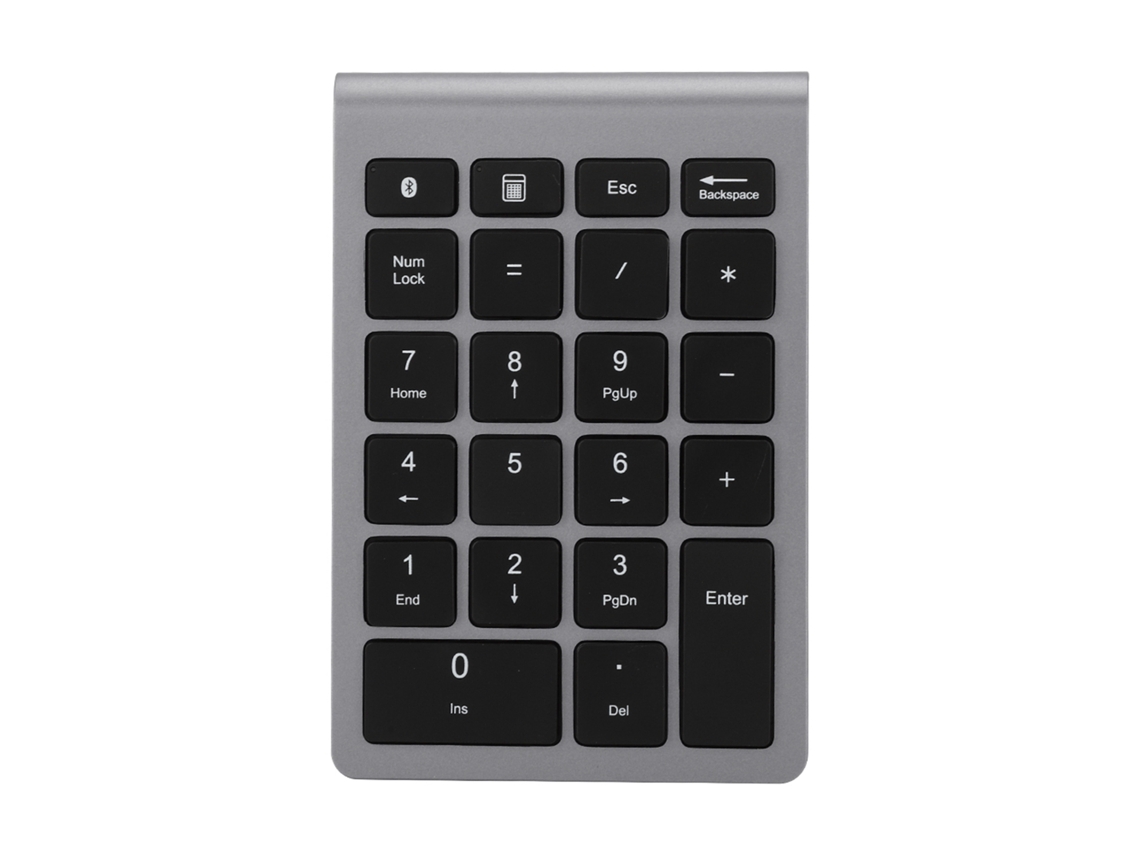 Teclado Numérico Bluetooth Sem Fio 22 Teclas, Cinza Chumbo