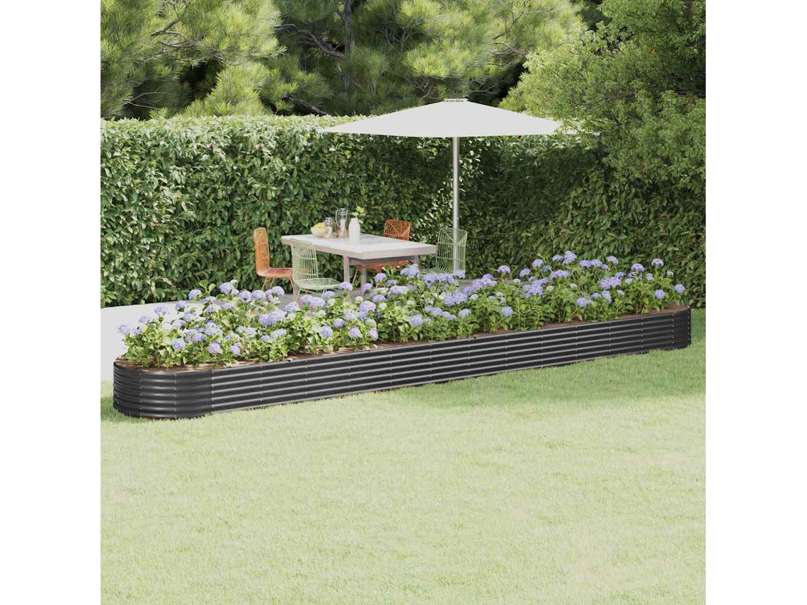 Vidaxl Canteiro Elevado Jardim 544x100x36 Aço Galvanizado Antracite