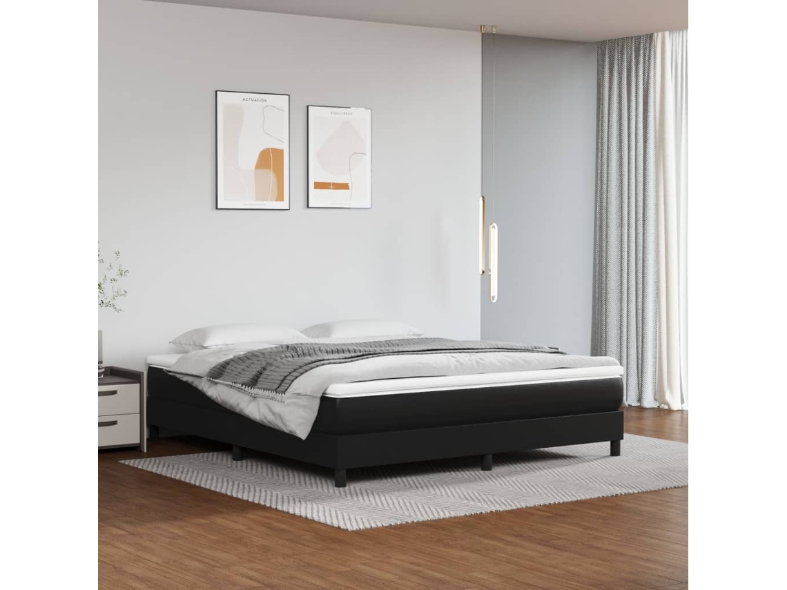Vidaxl Estrutura De Cama Com Molas 180x200 Cm Couro Artificial Preto