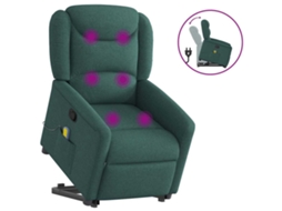 Vidaxl Poltrona Reclinável Elevatória De Massagens Tecido Verde-escuro