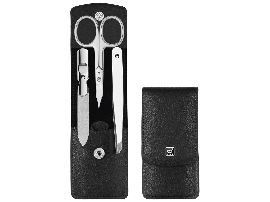 Classic Inox Travel Set Leather Case, 3 Pieces Black Zwilling